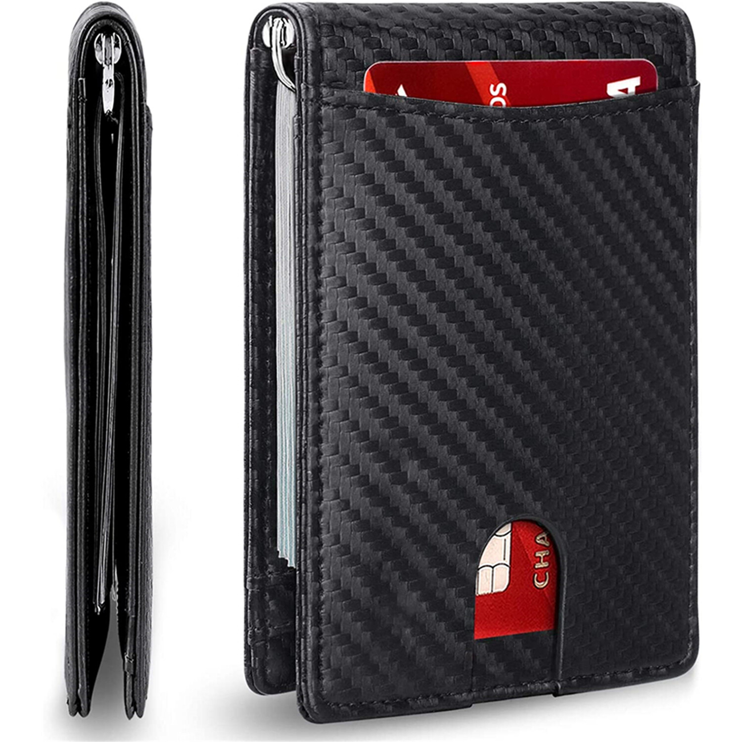 Minimalist Slim Smart Wallet for Men with Money Credit Card Clip Mini RFID Blocking Leather Mens Thin Wallet Card Holder