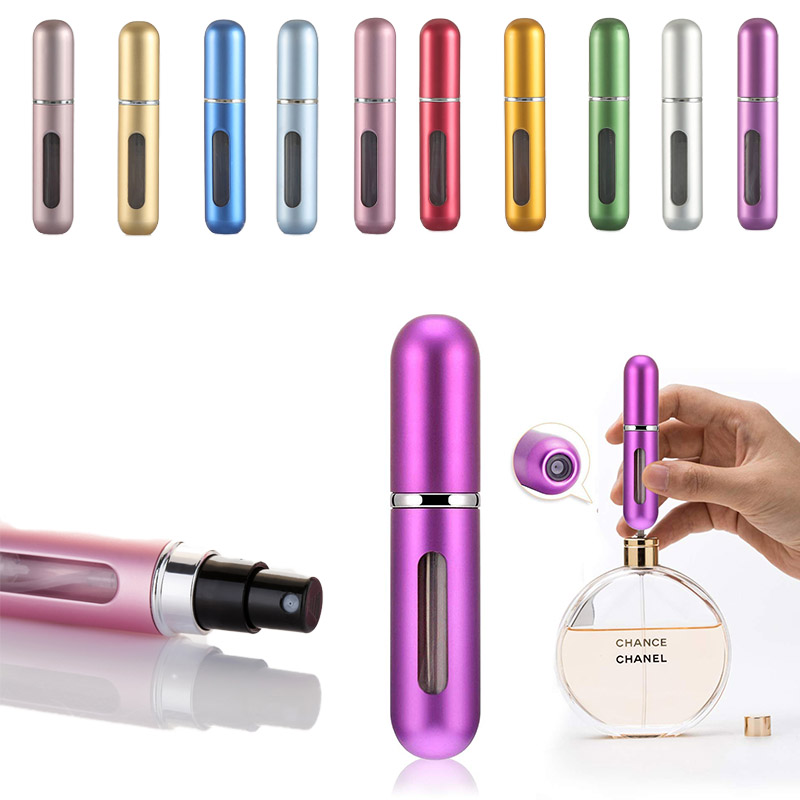 【SG ready ship】5ml Mini Perfume Spray Bottle Refillable Aluminum Spray Atomizer Portable for Travel Empty Cosmetic Container Perfume Bottle