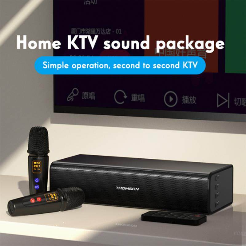 THOMSON Portable Speaker With Karaoke Microphone Bluetooth, Wireless Outdoor Audio,Remote Control with 2 Wireless Microphones